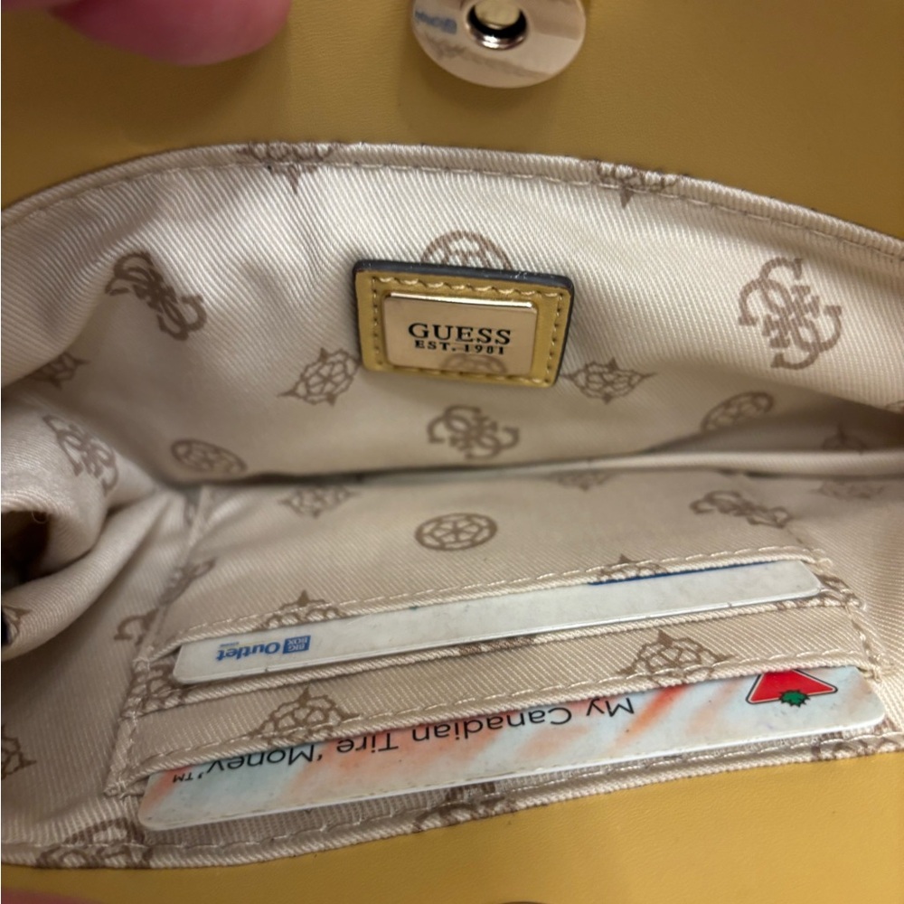 GUESS soft yellow Crossbody Bag with Chain Strap - Picture 5 of 7